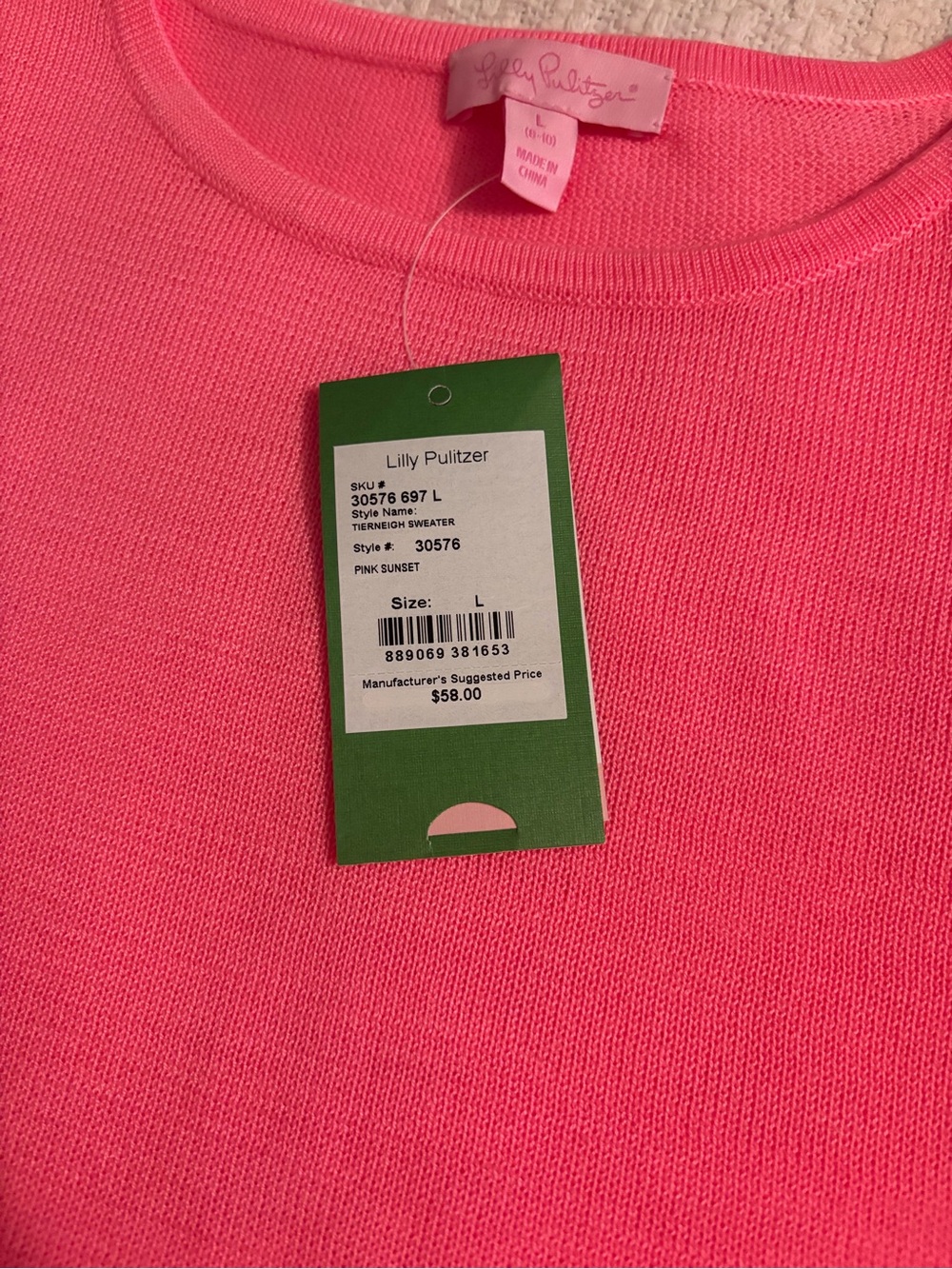 NWT Lilly Pulitzer size Large 8-10 pink sunset Tierneigh sweater - Picture 7 of 11